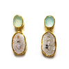 2 Drop Earrings (L-size) : Chalcedony x Quartz