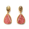 2 Drop Earrings (L-size) : RutileQuartz x Rhodochrosite